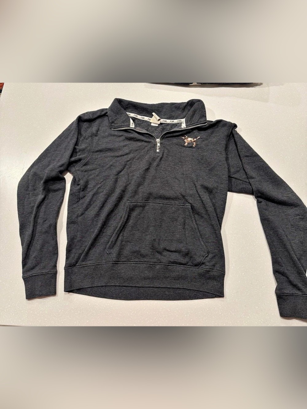 PINK Quarter-Zip Hoodie Gray Size XS